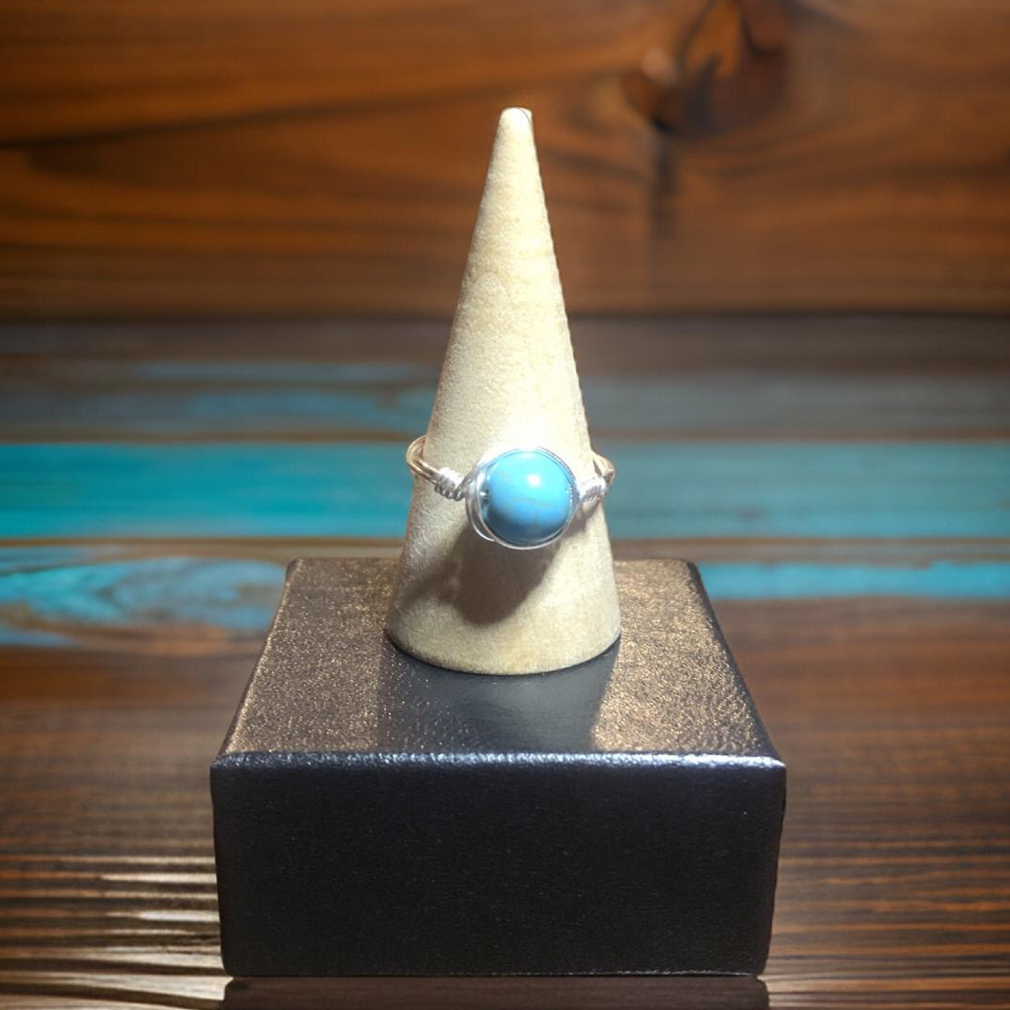 Handcrafted Wire-Wrapped Howlite Turquoise Ring