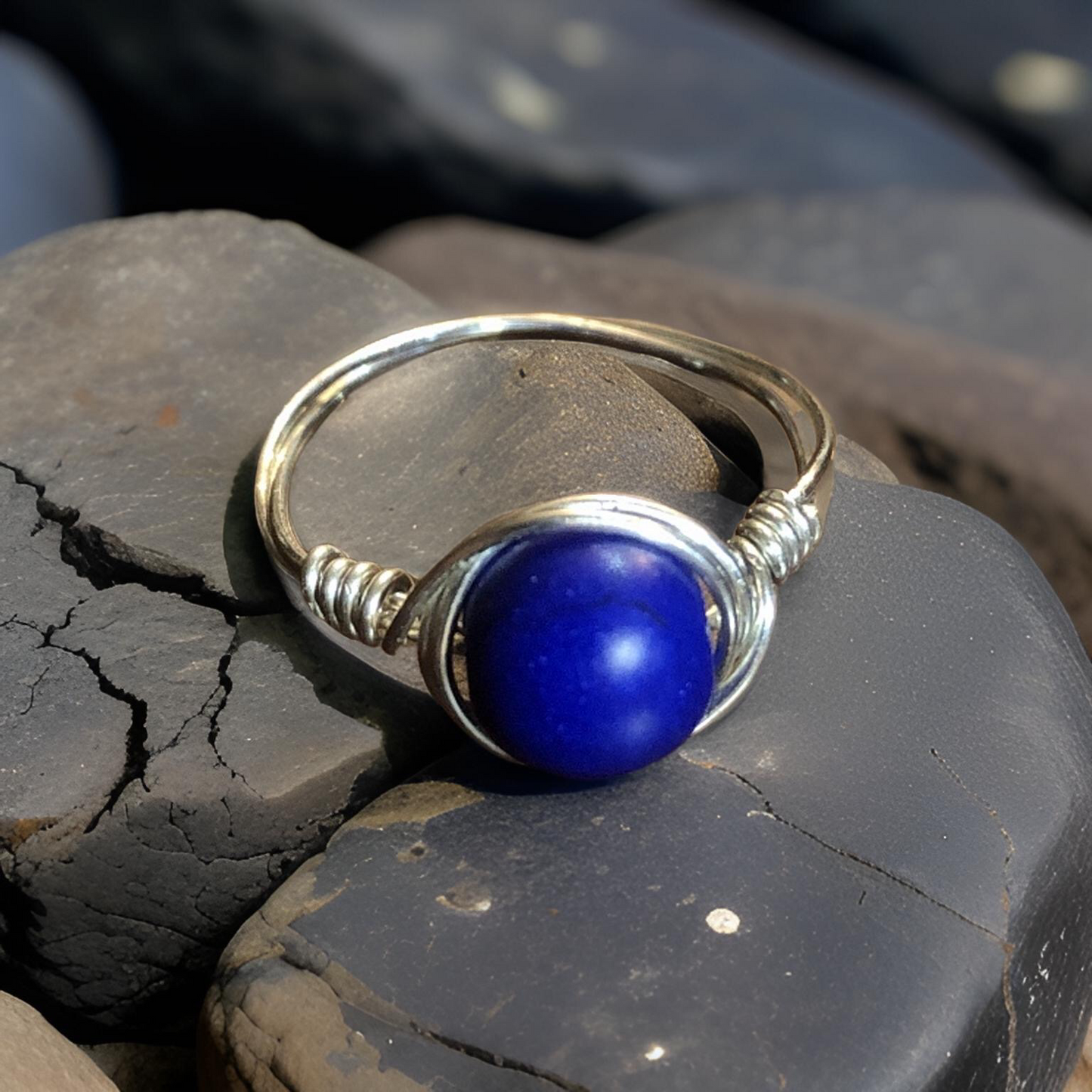Wire -Wrapped Lapis Lazuli Ring