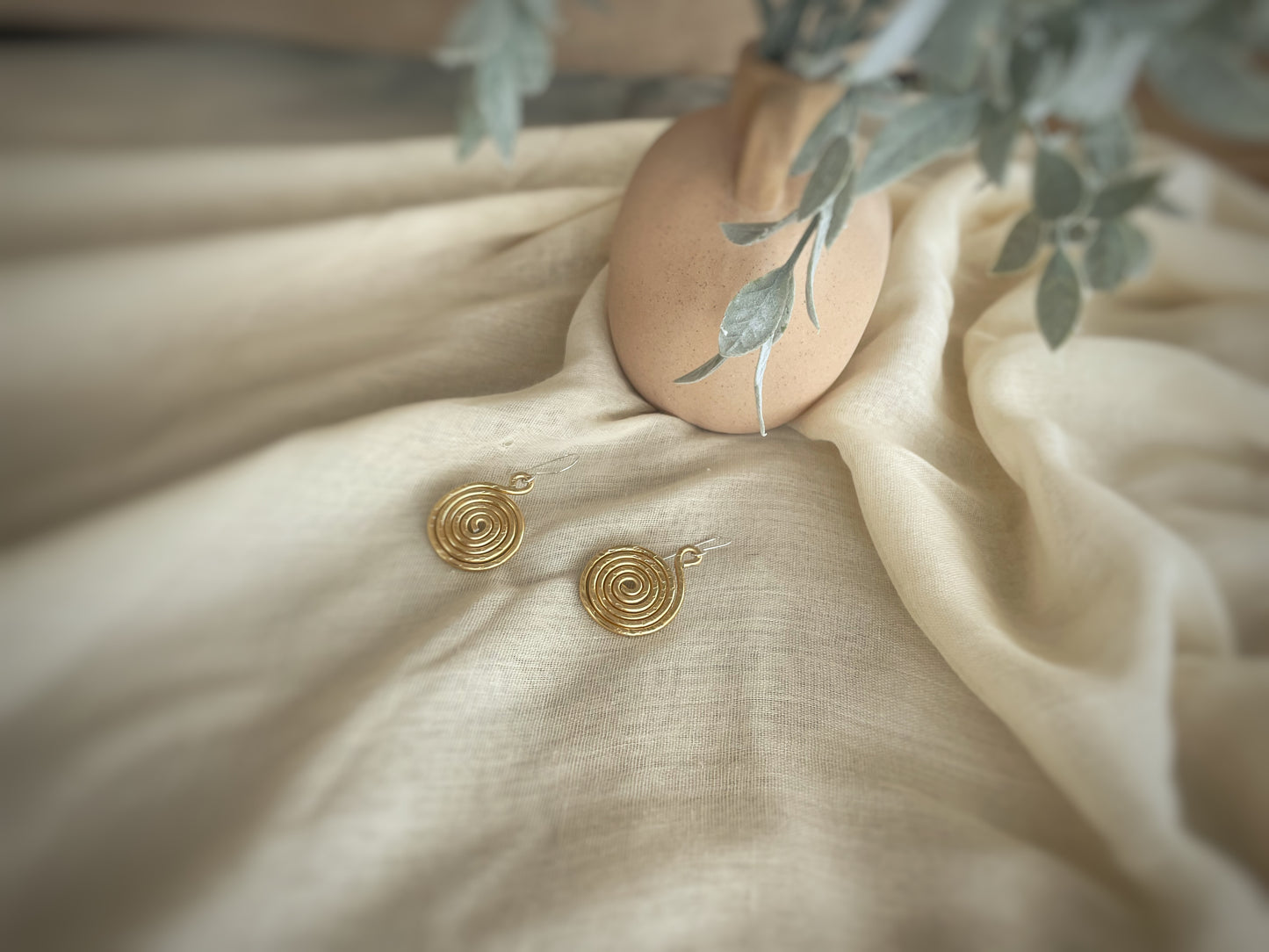 Gold Toned Aluminum Spiral Earrings