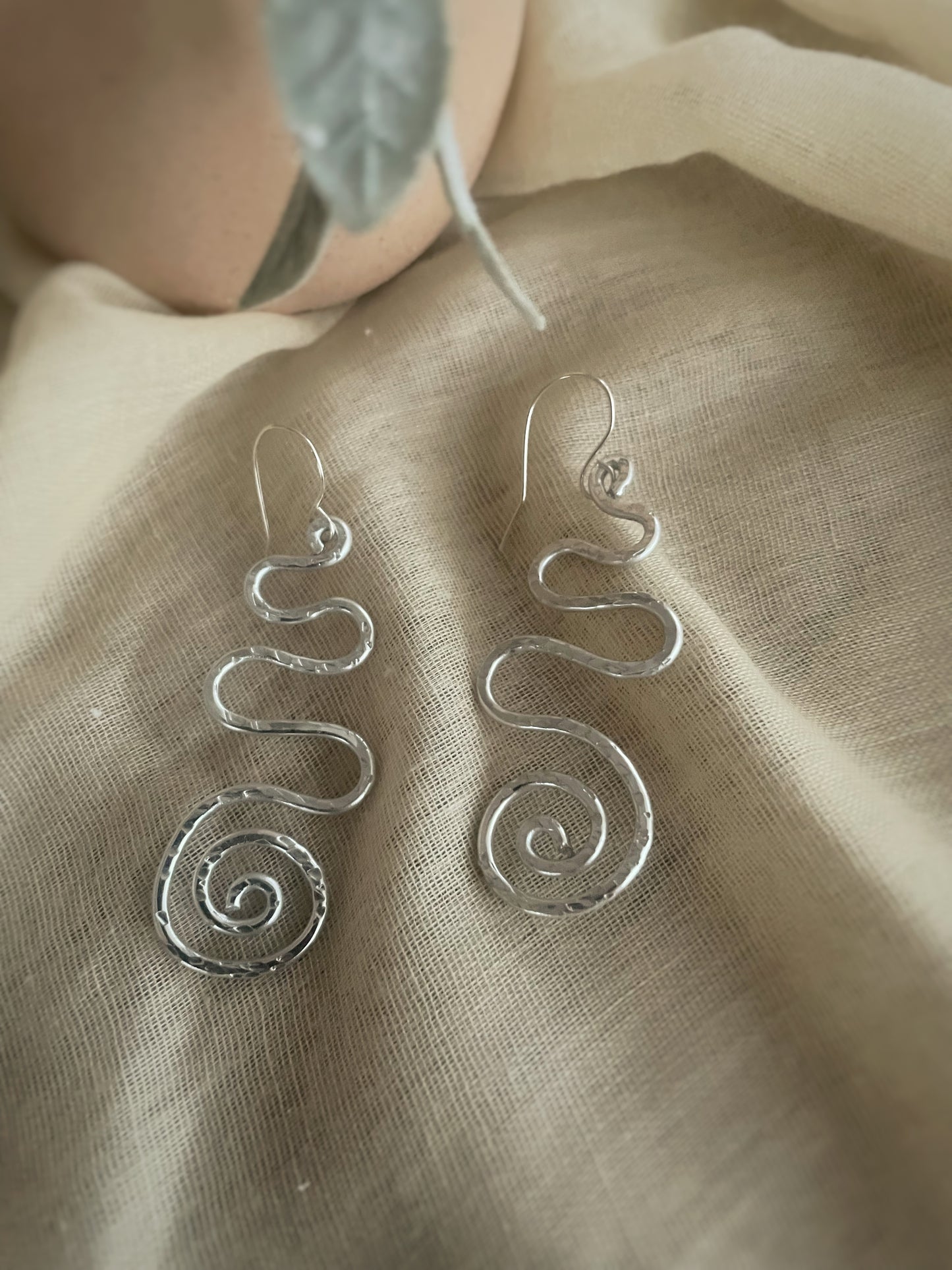 Modern Aluminum Wave Earrings with Spiral