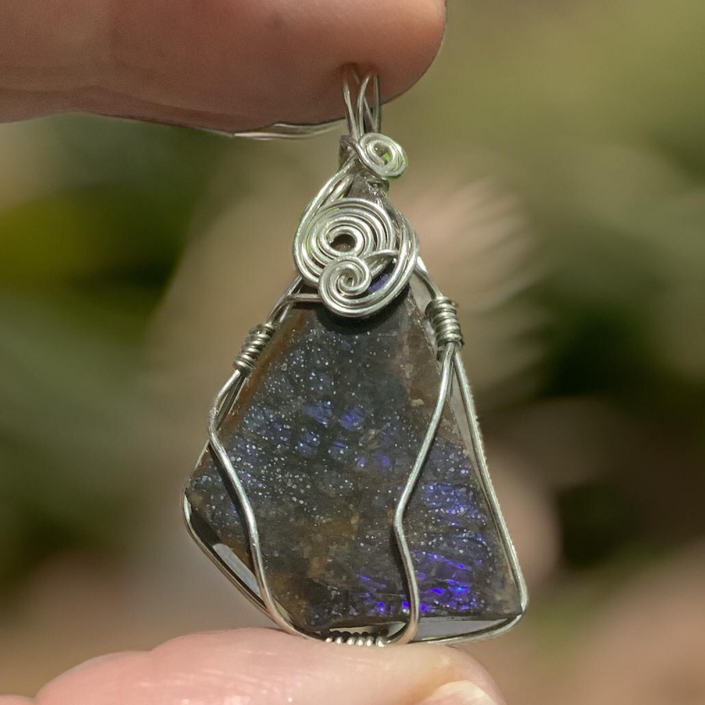Ammolite with Subtle Blue Flash ~ Sterling Silver
