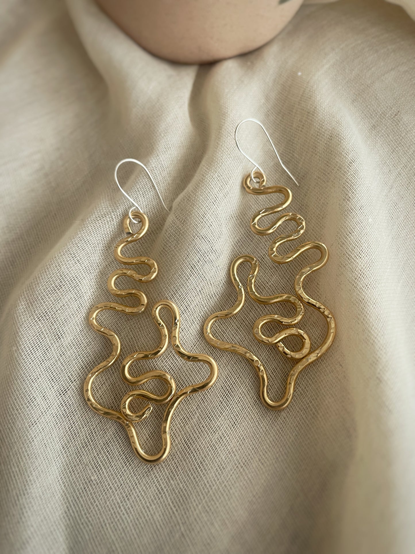 Gold Toned Aluminum Abstract Earrings – 2.2 Inch