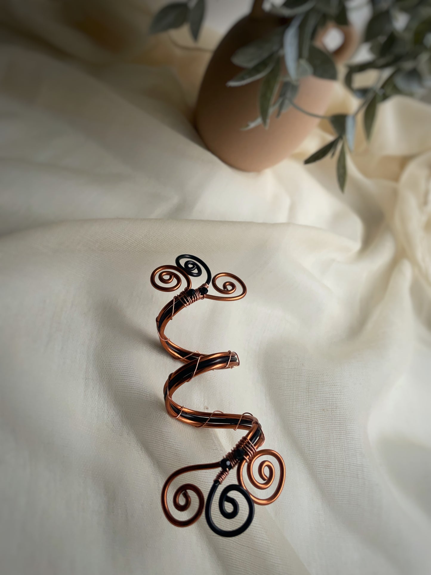 Aluminum Copper & Black Wire Scarf Slide | Handmade Scarf Jewellery