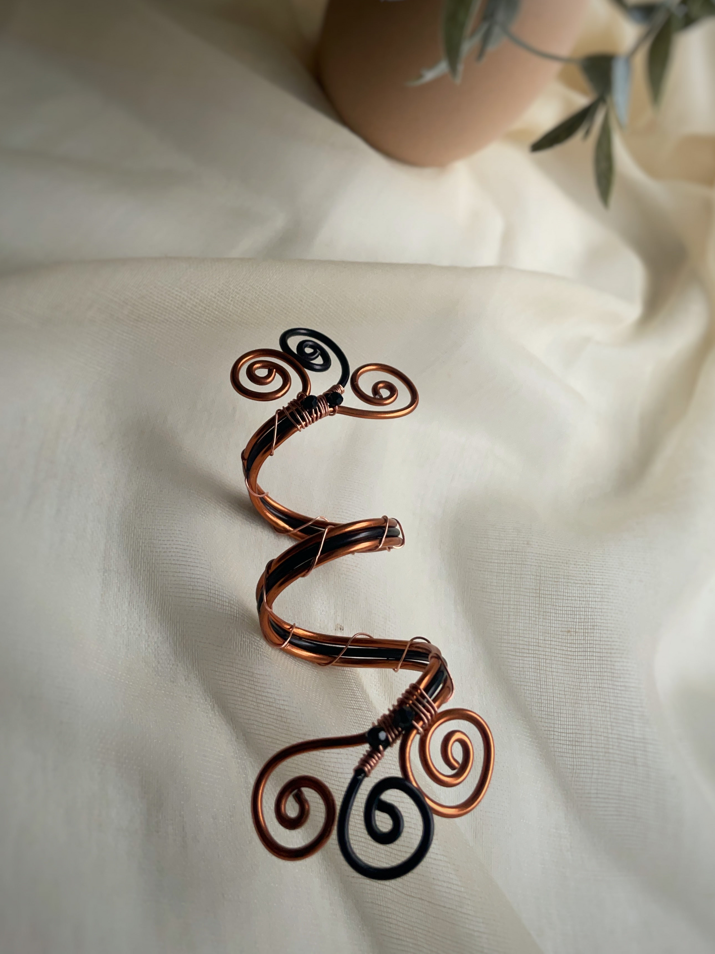 Aluminum Copper & Black Wire Scarf Slide | Handmade Scarf Jewellery