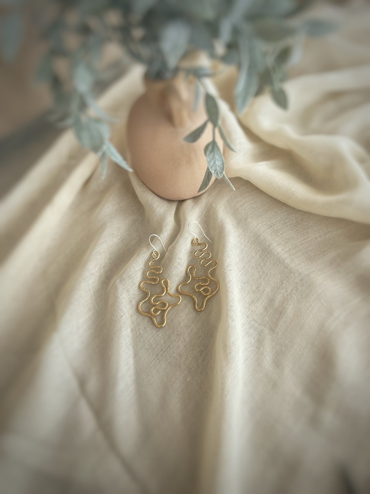 Gold Toned Aluminum Abstract Earrings – 2.2 Inch