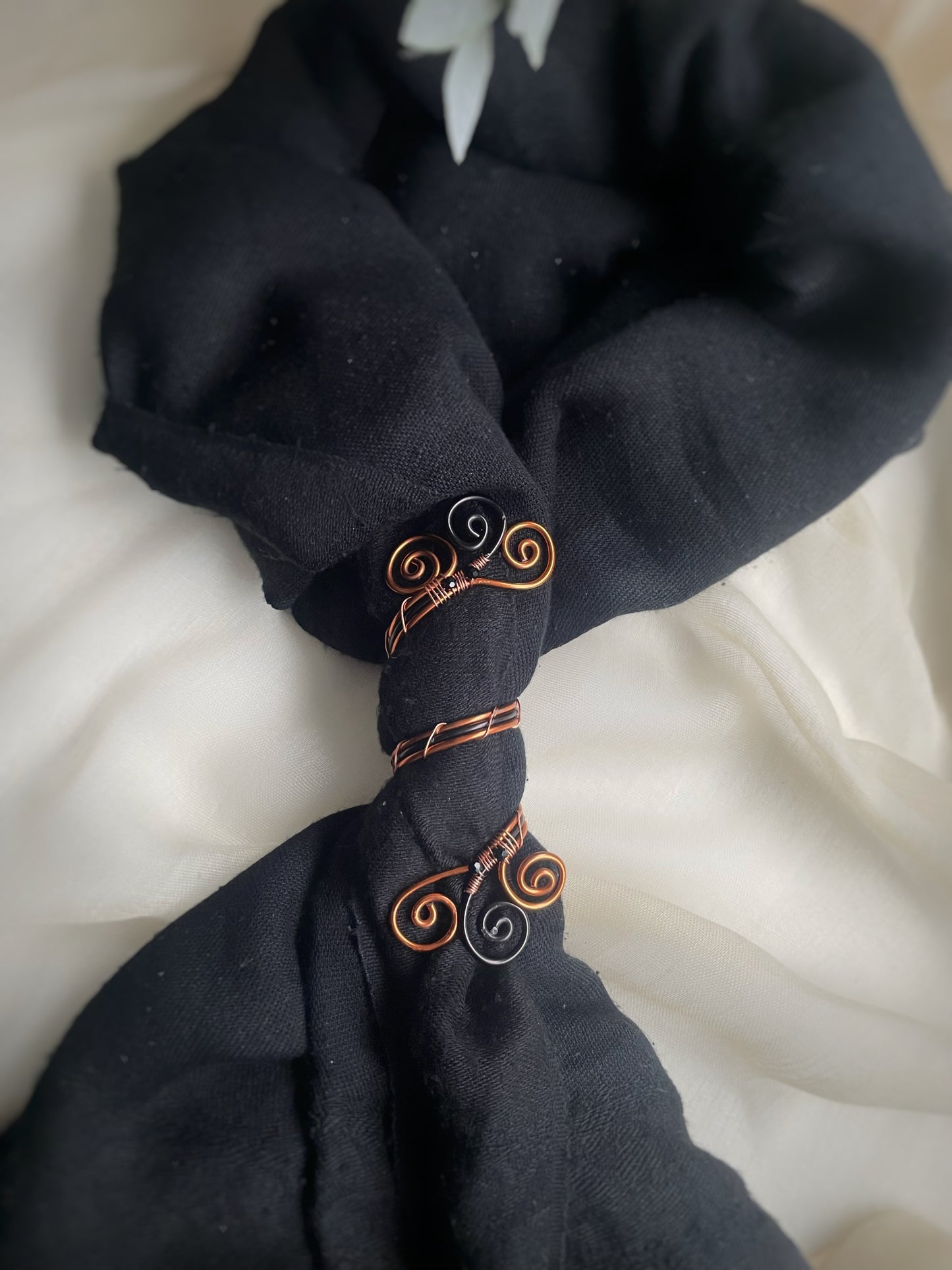 Aluminum Copper & Black Wire Scarf Slide | Handmade Scarf Jewellery