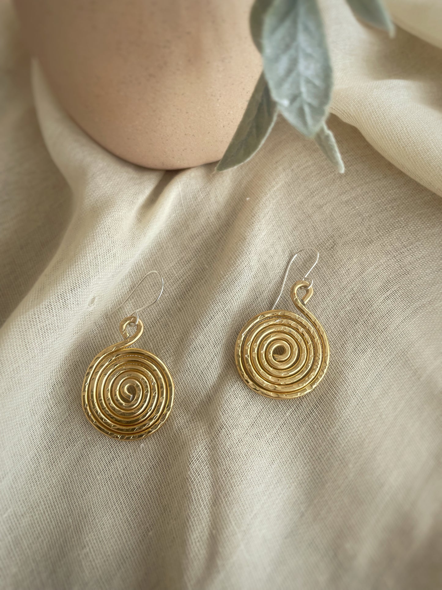 Gold Toned Aluminum Spiral Earrings