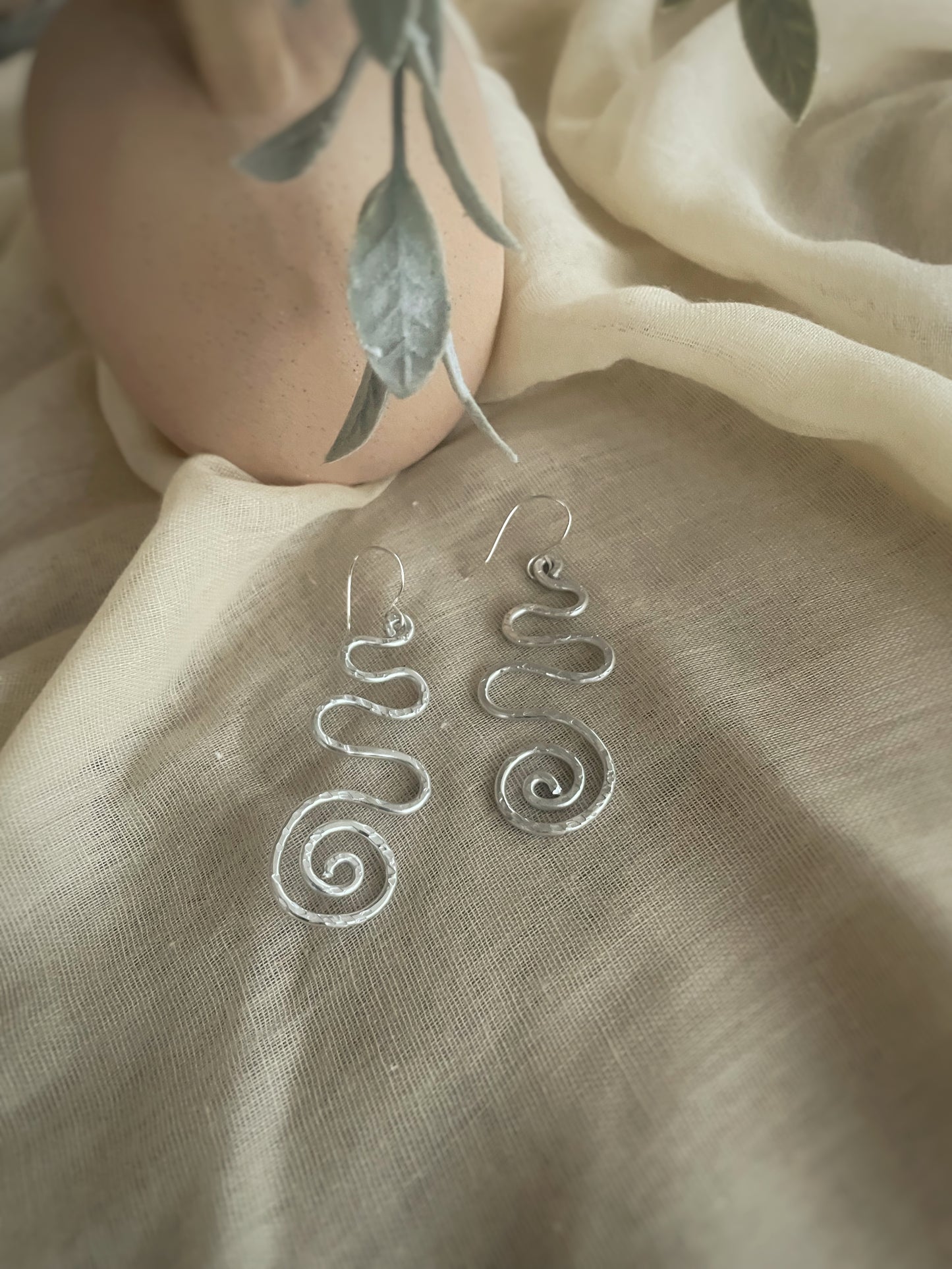 Modern Aluminum Wave Earrings with Spiral