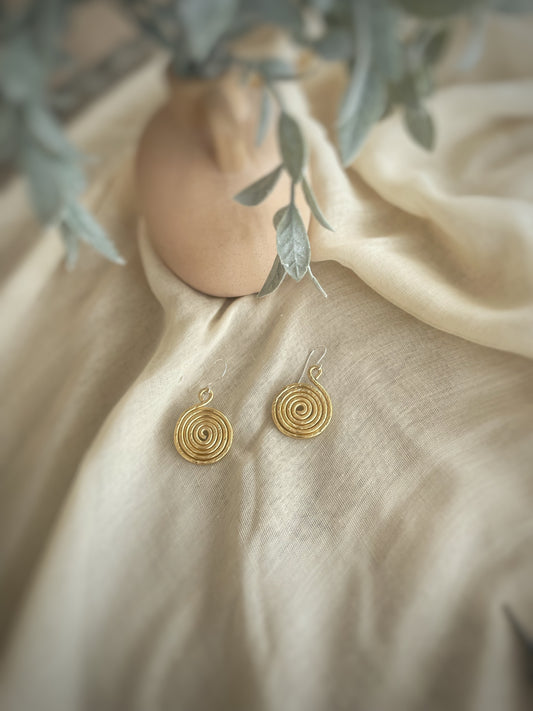 Gold Toned Aluminum Spiral Earrings