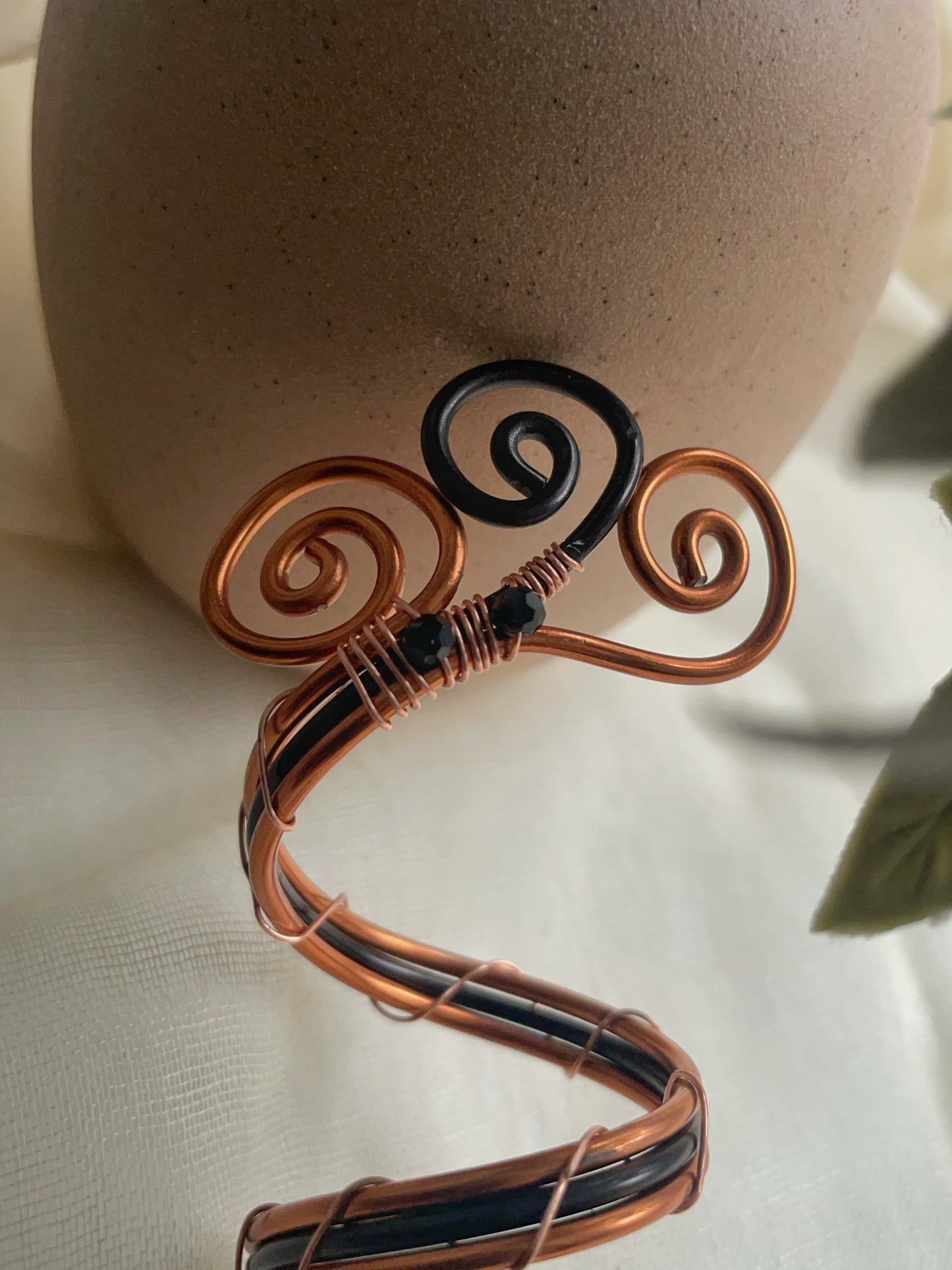 Aluminum Copper & Black Wire Scarf Slide | Handmade Scarf Jewellery